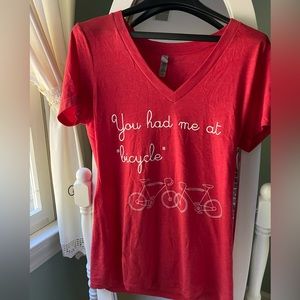 Next Level "You had me at bicycle" T. Size XL Juniors Red New without tags